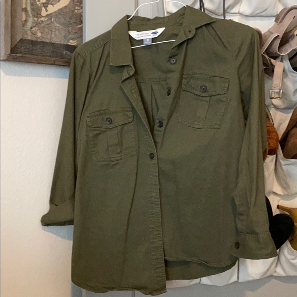 Hunter green button down